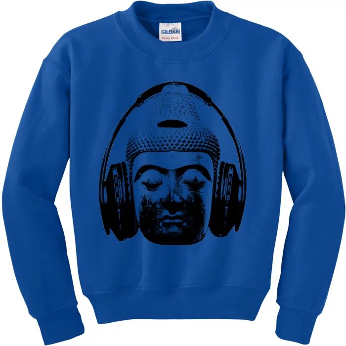 Chilling Buddha With Headphones Music Dj Great Gift Kids Sweatshirt