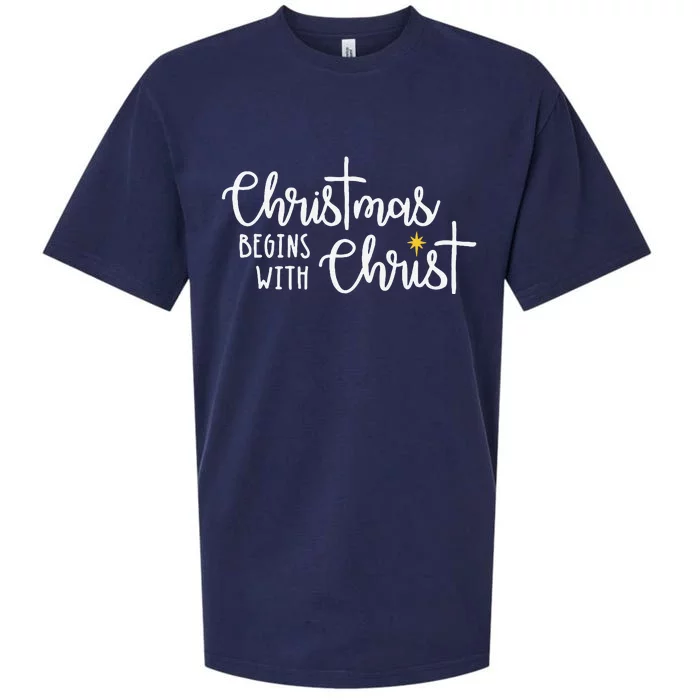 Christmas Begins With Christ Snowman Christian Religious Sueded Cloud Jersey T-Shirt