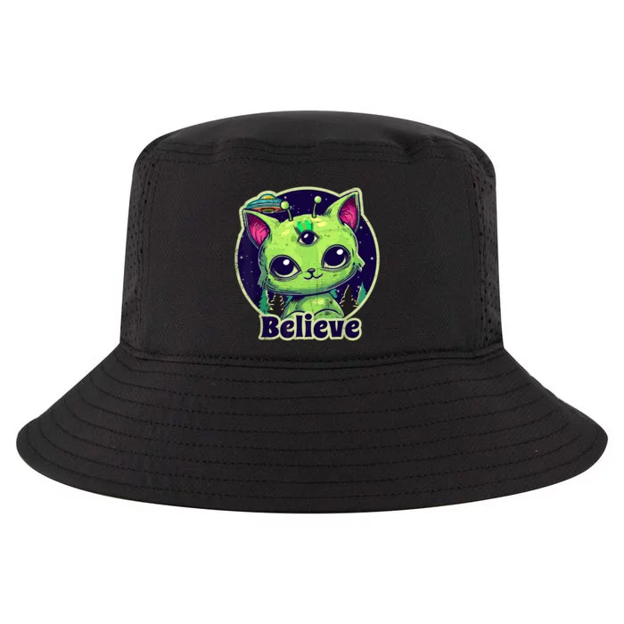 cute alien cat belive in ufo kawaii Cool Comfort Performance Bucket Hat