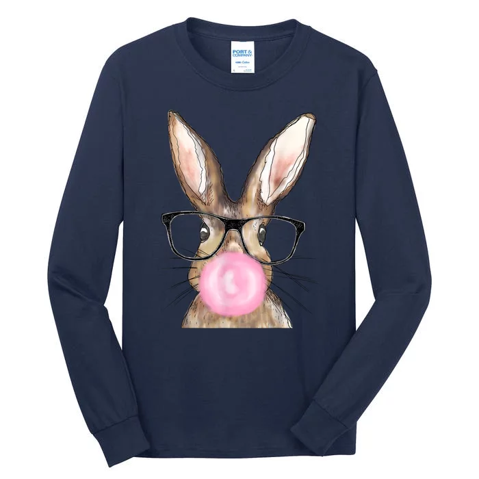 Cute Bunny With Glasses Bubblegum Easter Day Tall Long Sleeve T-Shirt