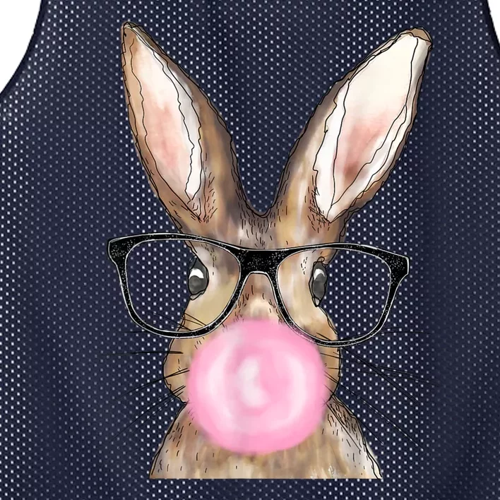 Cute Bunny With Glasses Bubblegum Easter Day Mesh Reversible Basketball Jersey Tank