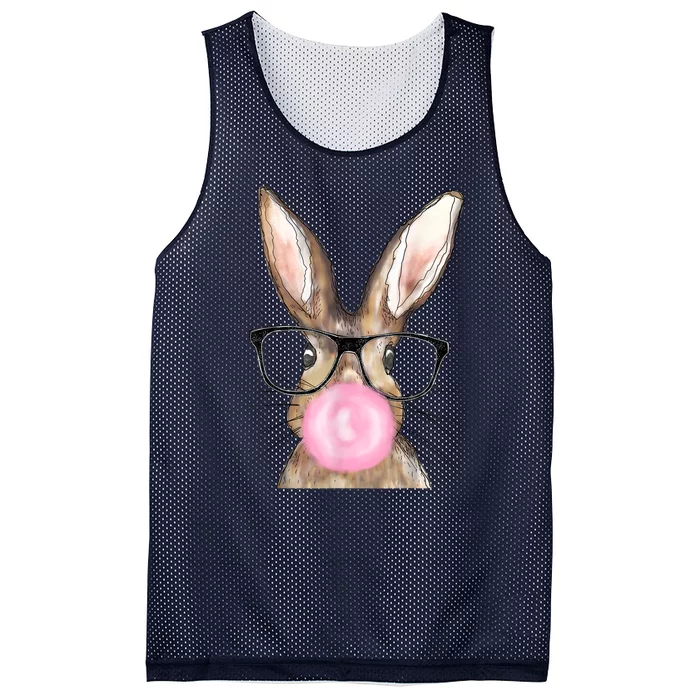 Cute Bunny With Glasses Bubblegum Easter Day Mesh Reversible Basketball Jersey Tank