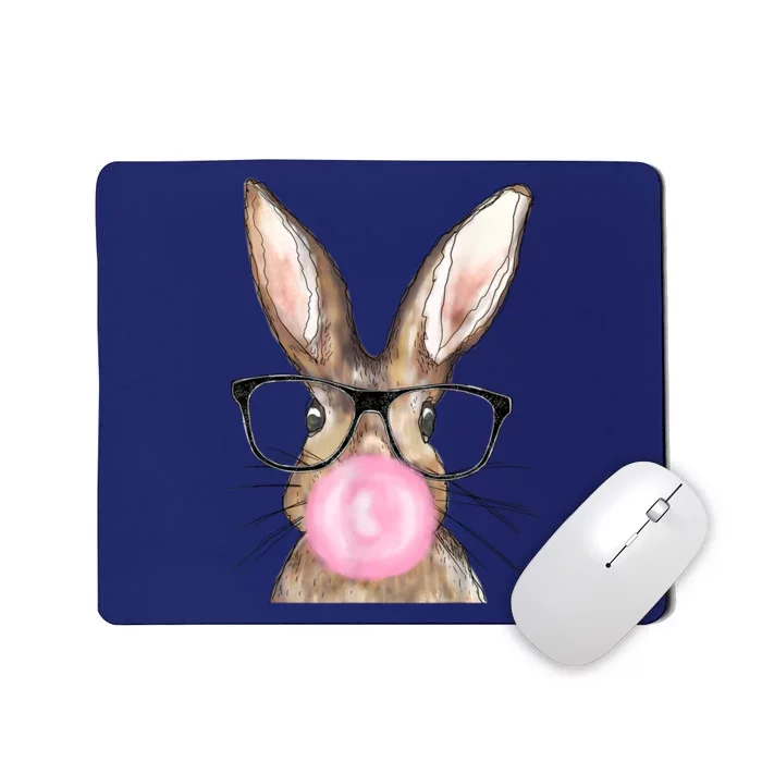 Cute Bunny With Glasses Bubblegum Easter Day Mousepad