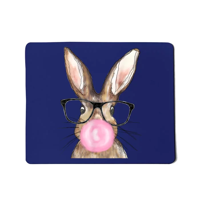 Cute Bunny With Glasses Bubblegum Easter Day Mousepad