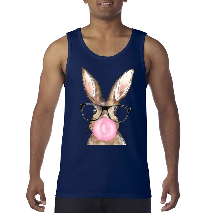 Cute Bunny With Glasses Bubblegum Easter Day Tank Top