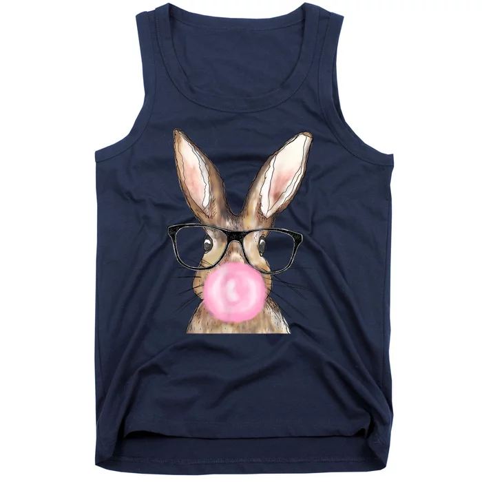 Cute Bunny With Glasses Bubblegum Easter Day Tank Top