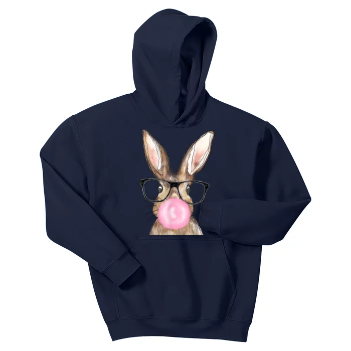 Cute Bunny With Glasses Bubblegum Easter Day Kids Hoodie