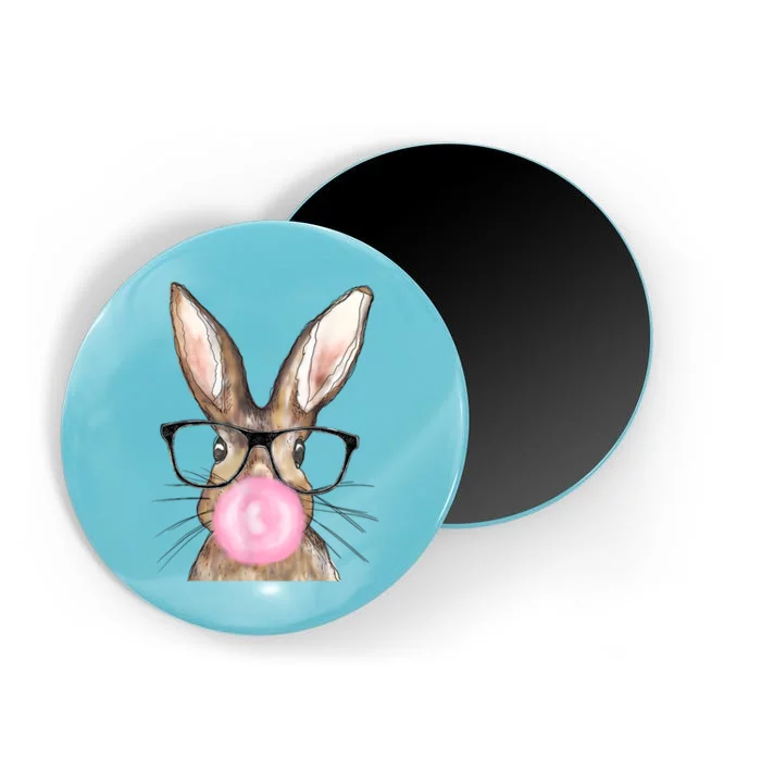 Cute Bunny With Glasses Bubblegum Easter Day Magnet