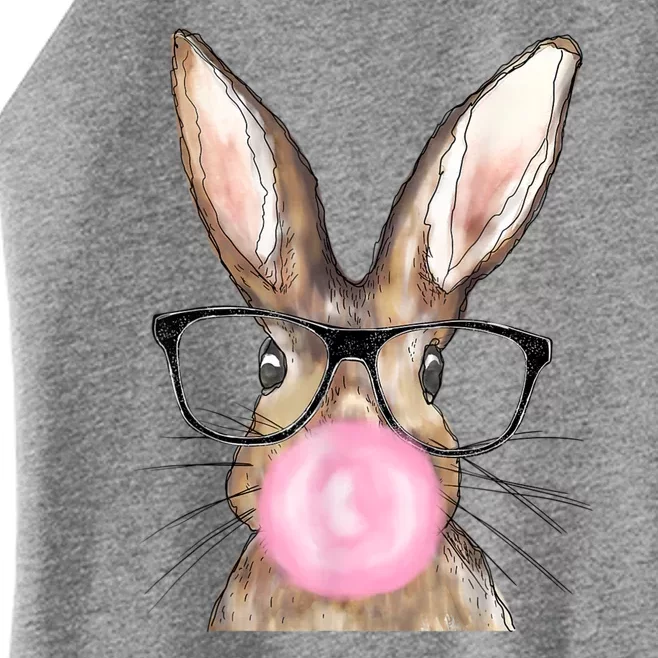 Cute Bunny With Glasses Bubblegum Easter Day Women’s Perfect Tri Rocker Tank