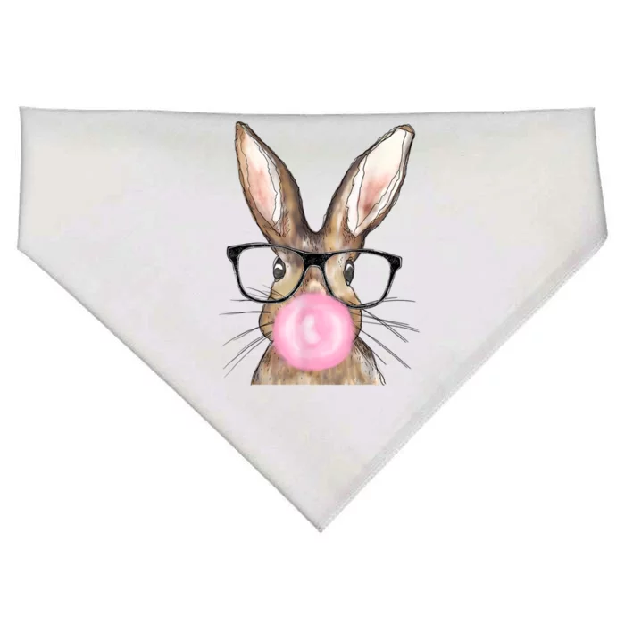 Cute Bunny With Glasses Bubblegum Easter Day USA-Made Doggie Bandana