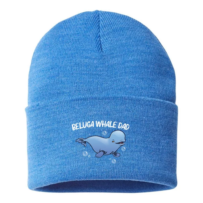 Cool Beluga Whale For Dad Father Orca Whales Save The Ocean Gift Sustainable Knit Beanie