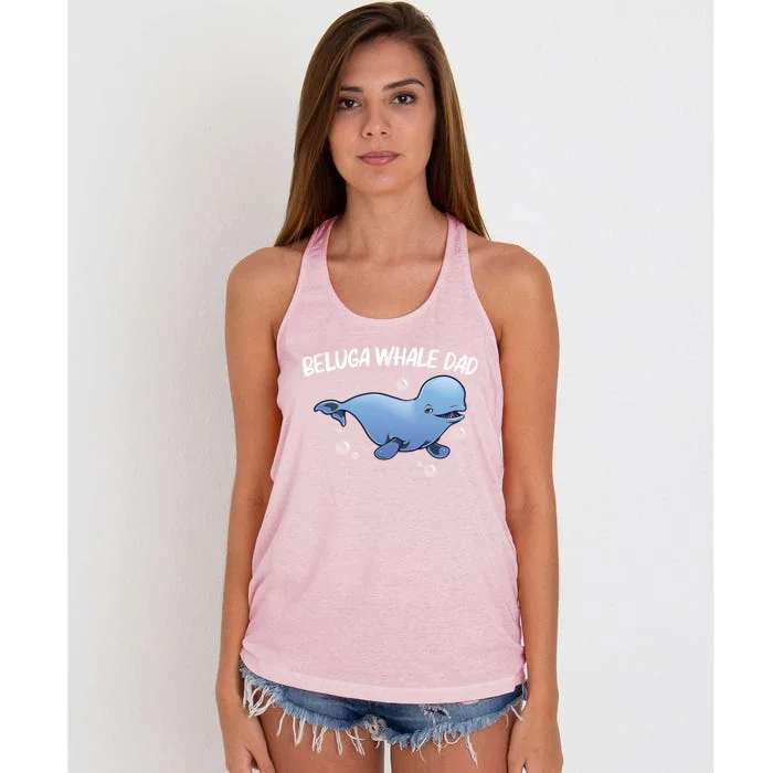 Cool Beluga Whale For Dad Father Orca Whales Save The Ocean Gift Women's Knotted Racerback Tank