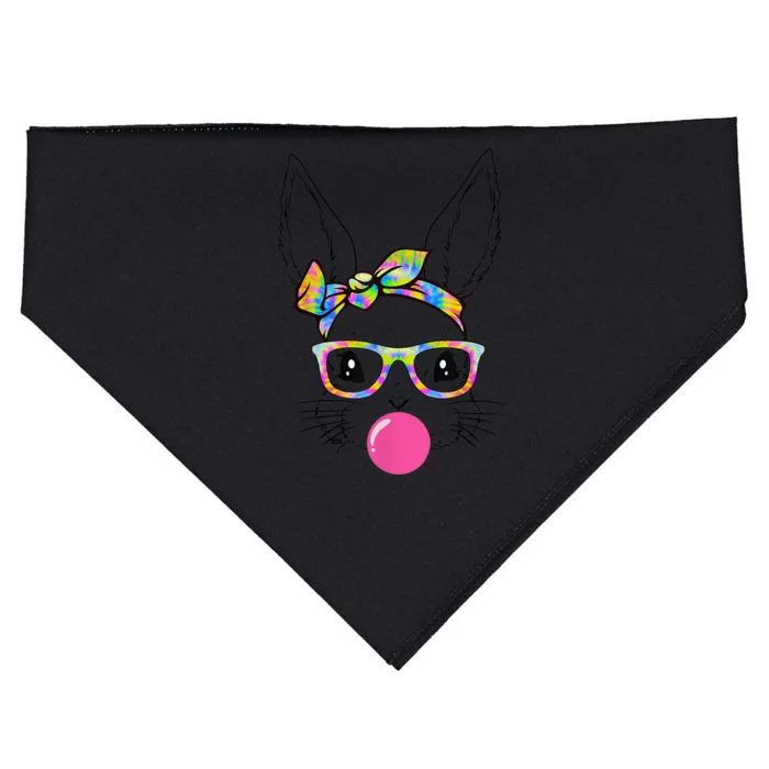 Cute Bunny With Bandana Tie Dye Glasses Bubblegum Easter Day USA-Made Doggie Bandana