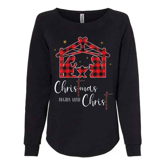 Christmas Begins With Christ Jesus Cross Christian Pajama Womens California Wash Sweatshirt