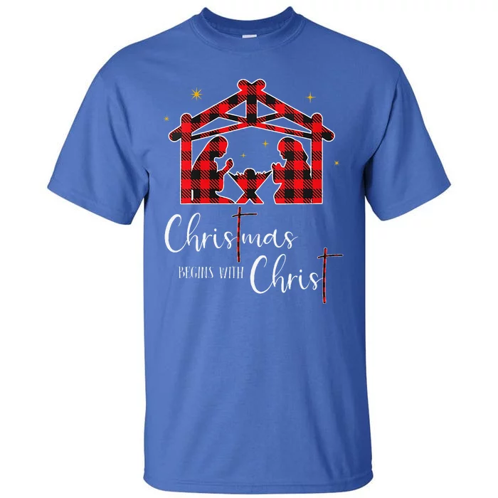 Christmas Begins With Christ Jesus Cross Christian Pajama Tall T-Shirt