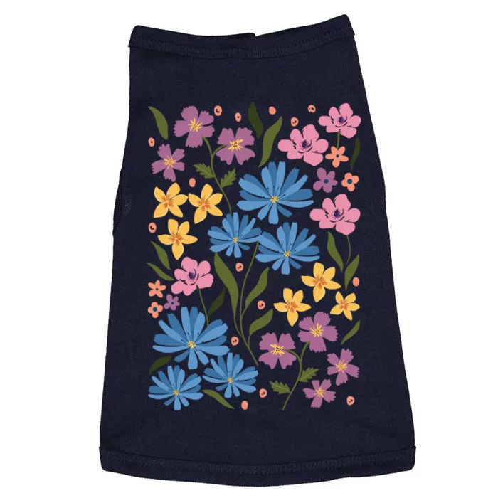 Cute Boho Wildflower Floral Pattern Doggie Tank