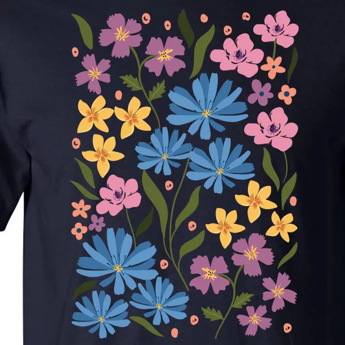 Cute Boho Wildflower Floral Pattern Tall T-Shirt