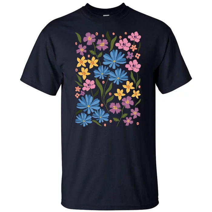 Cute Boho Wildflower Floral Pattern Tall T-Shirt