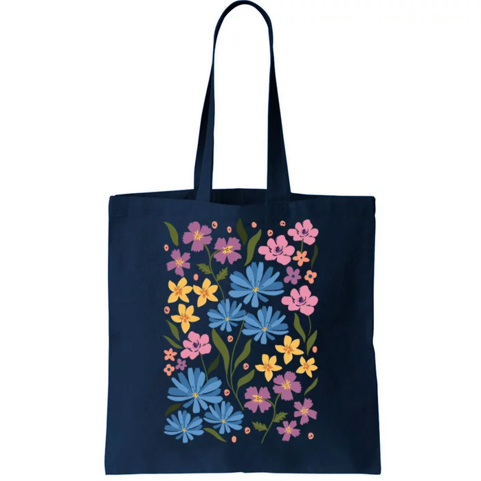 Cute Boho Wildflower Floral Pattern Tote Bag