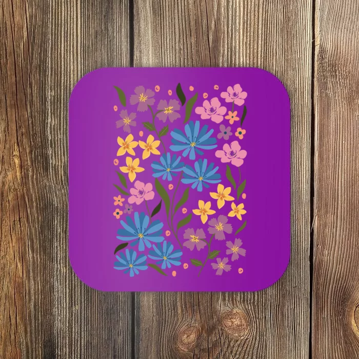 Cute Boho Wildflower Floral Pattern Coaster