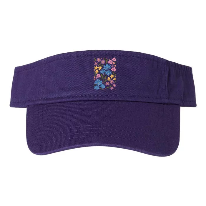 Cute Boho Wildflower Floral Pattern Valucap Bio-Washed Visor