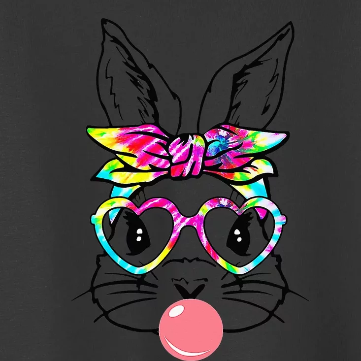 Cute Bunny With Bandana Heart Glasses Bubblegum Easter Day Toddler T-Shirt