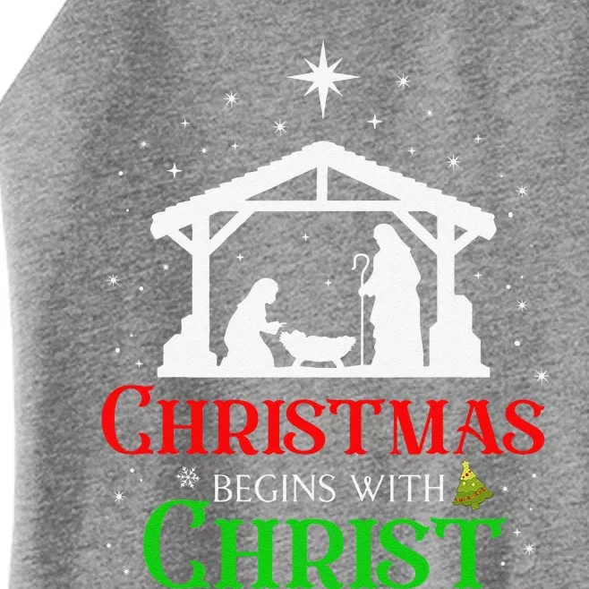 Christmas Begins With Christ Jesus Cross Christian Xmas Women’s Perfect Tri Rocker Tank