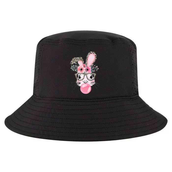 Cute Bunny With Leopard Glasses Bubblegum Easter Day Cool Comfort Performance Bucket Hat