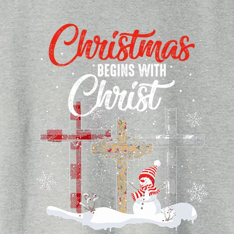 Christmas Begins With Christ Snow Christian Faith Xmas Cute Gift Women's Crop Top Tee