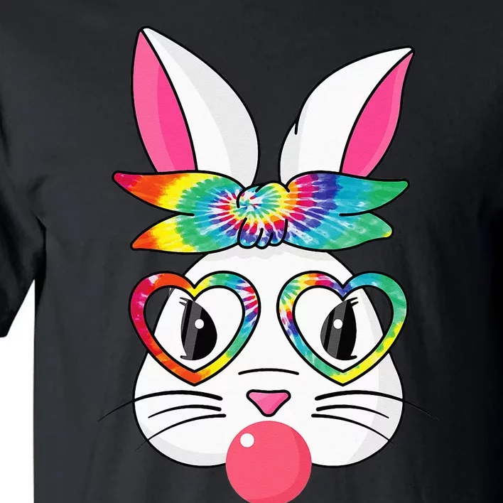 Cute Bunny With Tie Dye Bandana Heart Glasses Easter Day Tall T-Shirt