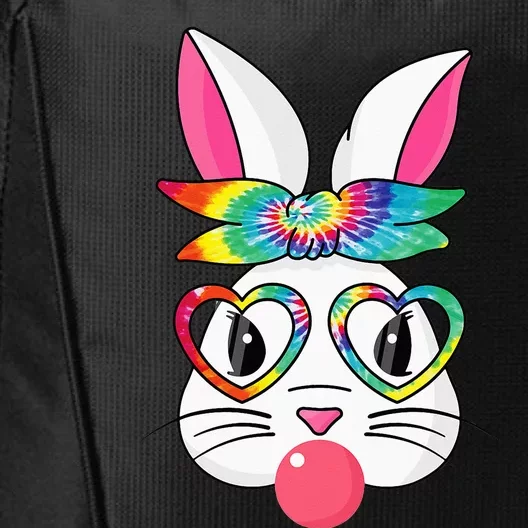 Cute Bunny With Tie Dye Bandana Heart Glasses Easter Day City Backpack