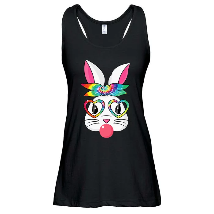 Cute Bunny With Tie Dye Bandana Heart Glasses Easter Day Ladies Essential Flowy Tank