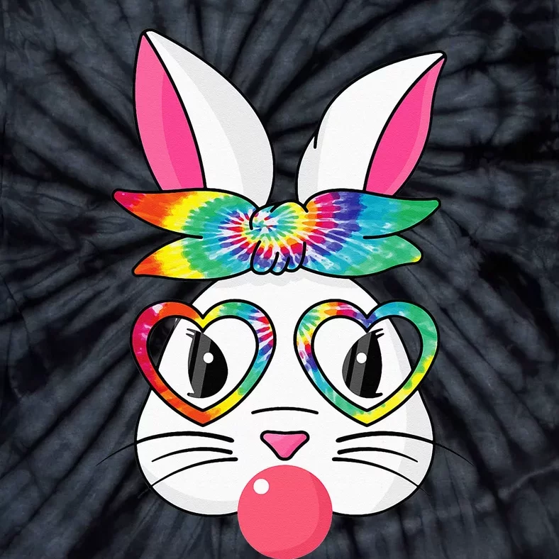 Cute Bunny With Tie Dye Bandana Heart Glasses Easter Day Tie-Dye T-Shirt