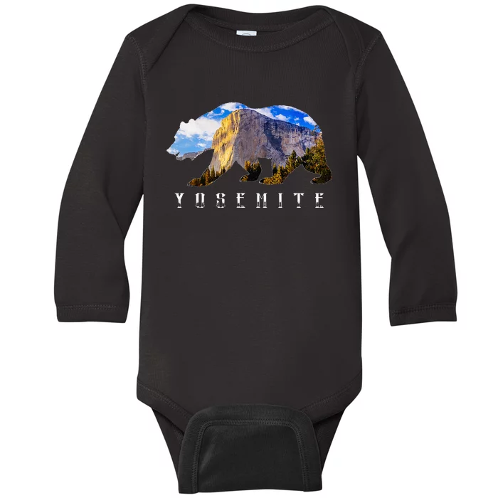 California Bear With Yosemite National Park Image Souvenir Baby Long Sleeve Bodysuit