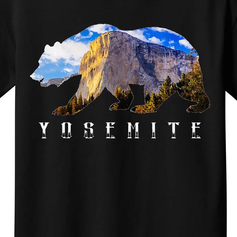 California Bear With Yosemite National Park Image Souvenir Kids T-Shirt