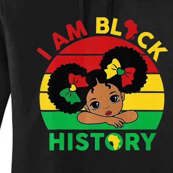 Cute Black  With Afro Hair And Red Green Bow Bandana Women's Pullover Hoodie