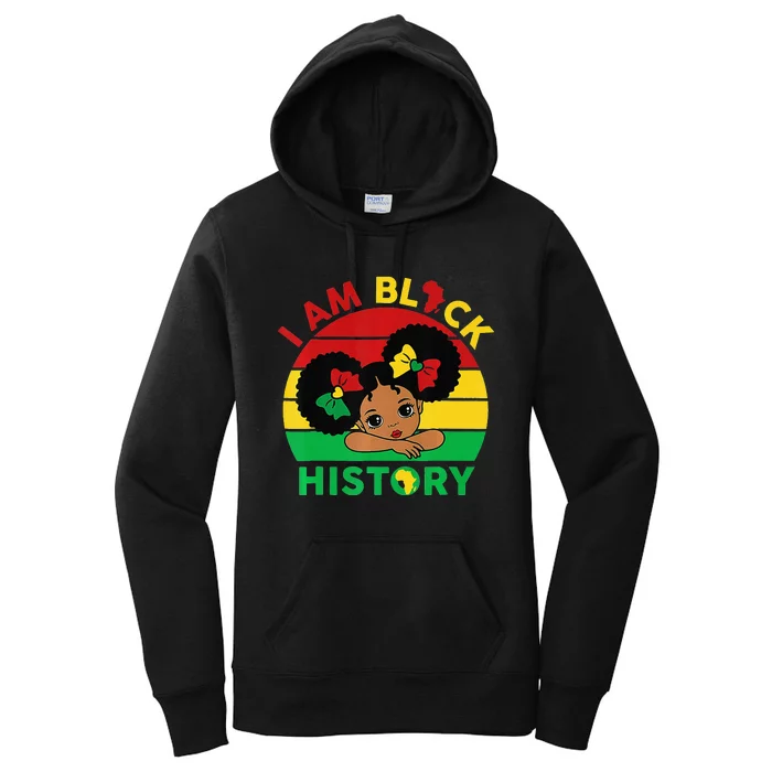 Cute Black  With Afro Hair And Red Green Bow Bandana Women's Pullover Hoodie