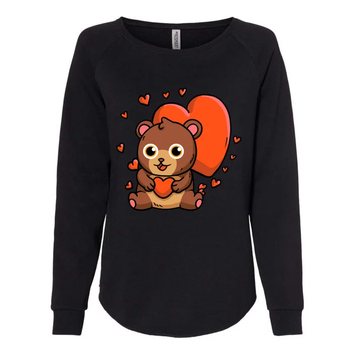 Cute Bear With Hearts Bear Lovers Valentine's Day Gift Womens California Wash Sweatshirt