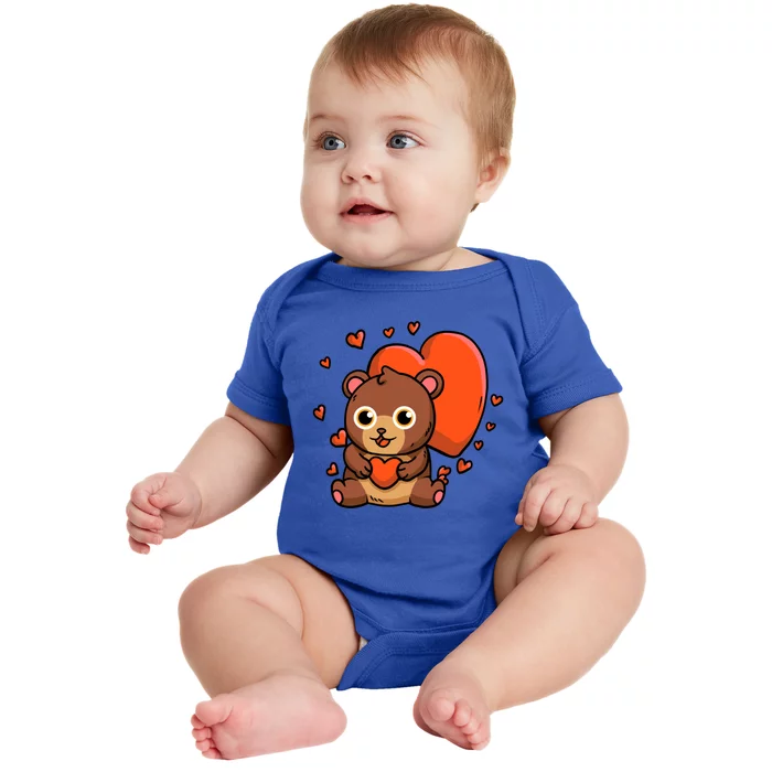 Cute Bear With Hearts Bear Lovers Valentine's Day Gift Baby Bodysuit