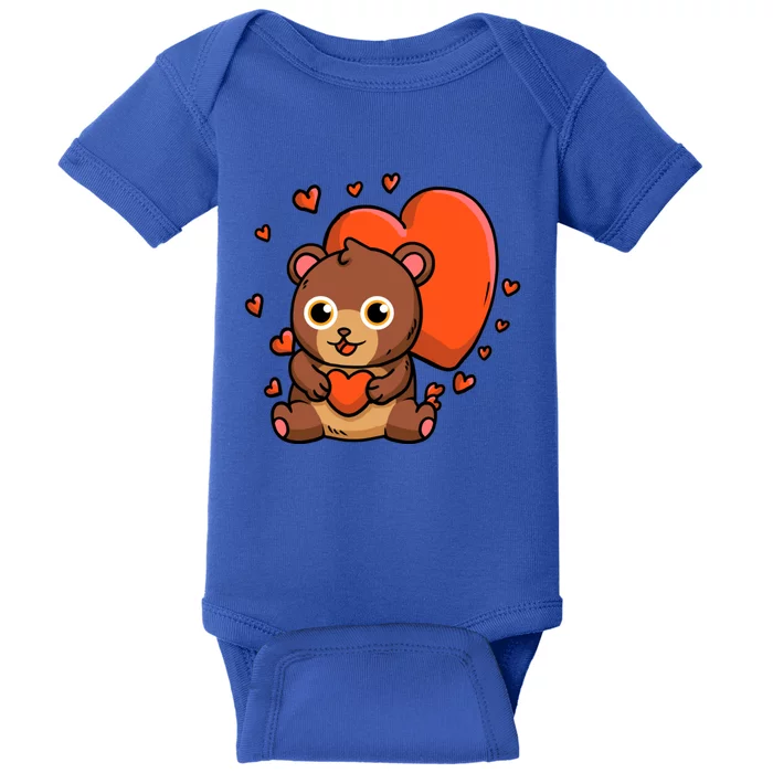 Cute Bear With Hearts Bear Lovers Valentine's Day Gift Baby Bodysuit