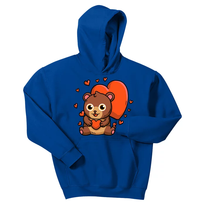 Cute Bear With Hearts Bear Lovers Valentine's Day Gift Kids Hoodie