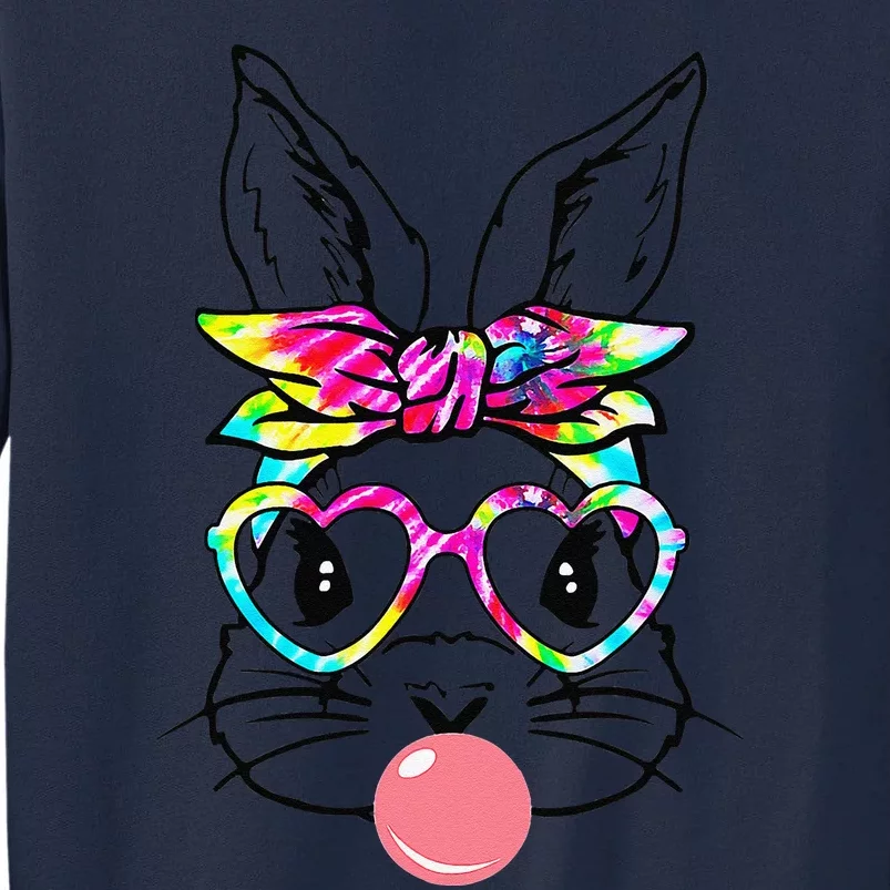 Cute Bunny With Bandana Heart Glasses Bubblegum Easter Day Tall Sweatshirt