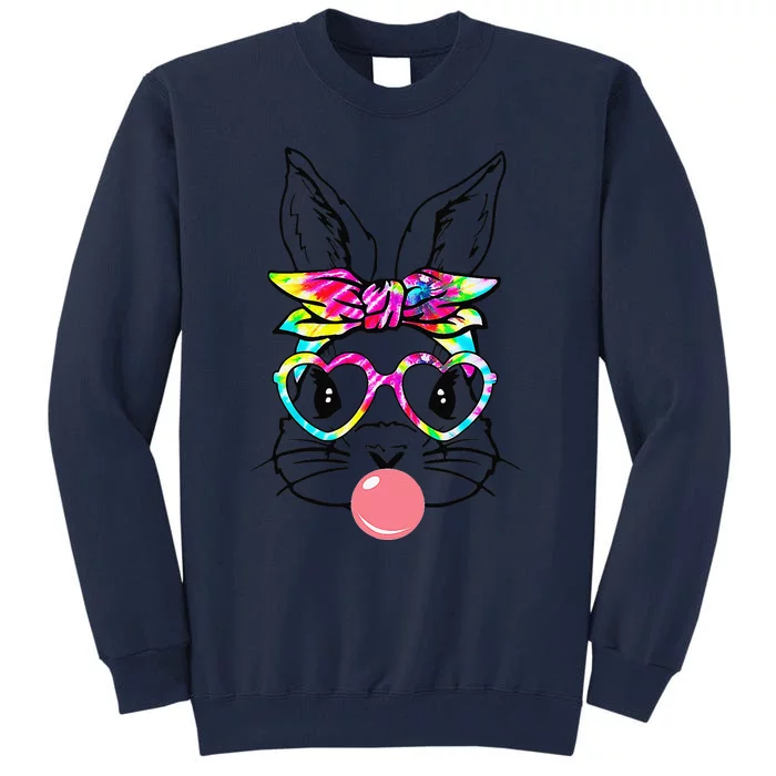 Cute Bunny With Bandana Heart Glasses Bubblegum Easter Day Tall Sweatshirt