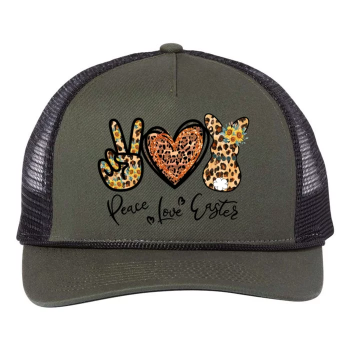 Cute Bunny With Sunflower Mom Peace Love Easter Great Gift Retro Rope Trucker Hat Cap