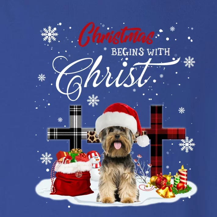 Christmas Begins With Christ Yorkie Christmas Cross Cute Gift Toddler Long Sleeve Shirt