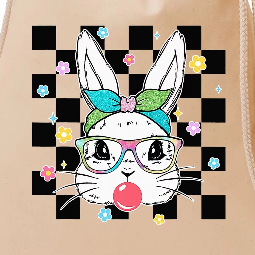 Cute Bunny With Bandana Glasses Bubblegum Drawstring Bag