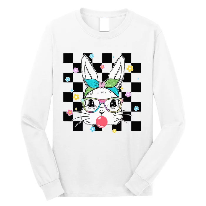 Cute Bunny With Bandana Glasses Bubblegum Long Sleeve Shirt