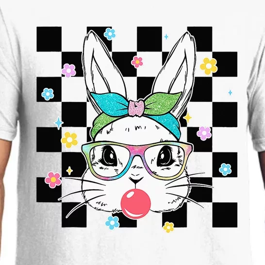 Cute Bunny With Bandana Glasses Bubblegum Pajama Set