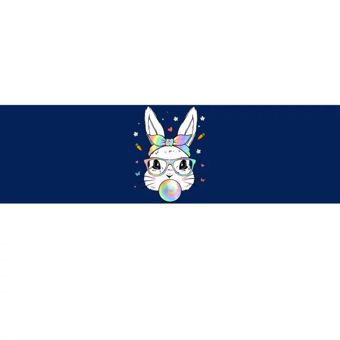 Cute Bunny With Tie Dye Glasses Bubblegum Easter Day Bumper Sticker