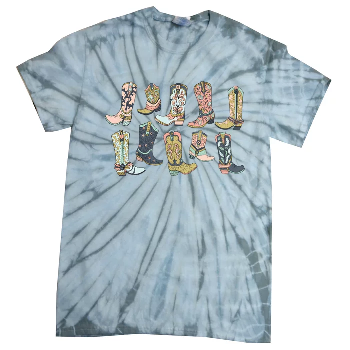 Cowgirl Boots Western Tie-Dye T-Shirt